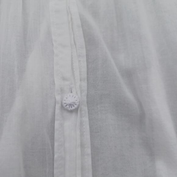 Skin Worldwide Tunic Blouse Womens White Size 0 Button Up Lightly Sheer Flowy - Picture 5 of 12